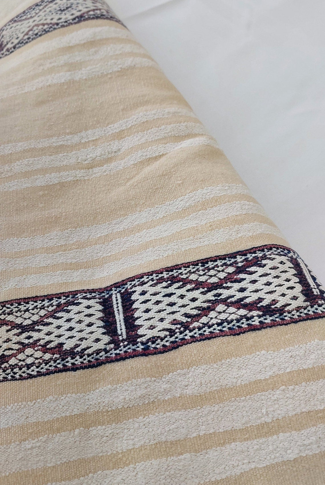 Moroccan Wedding Blanket, "Mona" Authentic Berber, Handira, Throw Blanket. 4x6.5ft MoroccanBazzArts