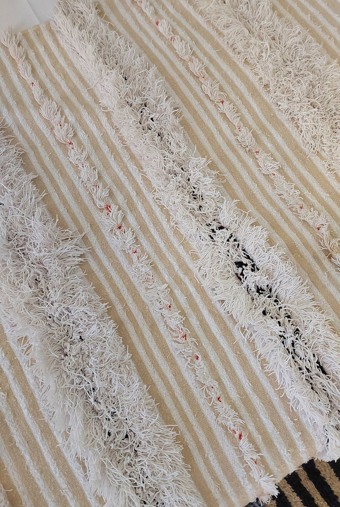 Authentic Moroccan Berber Handira Wedding Blanket - Mona White Throw for Bedroom Decor 3.6x6.10 ft MoroccanBazzArts