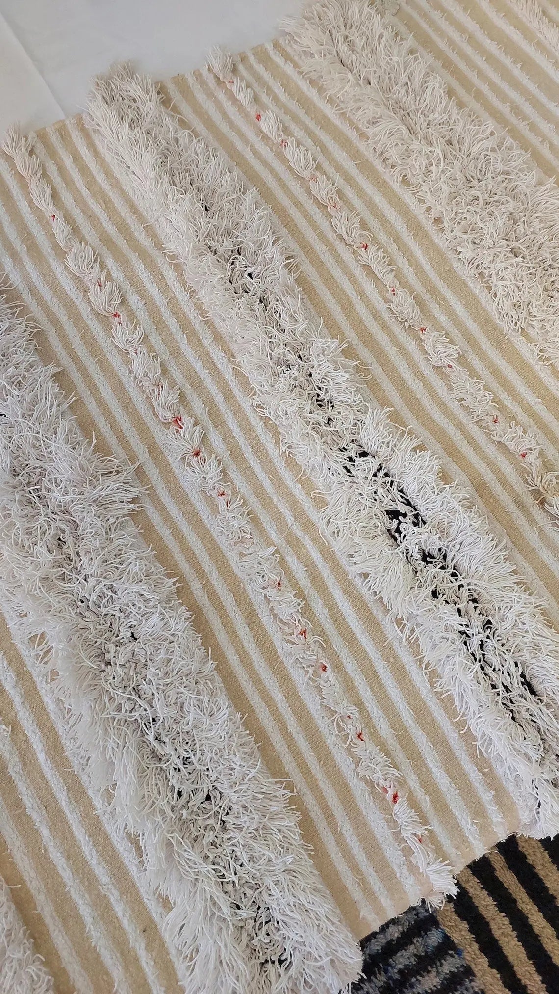 Authentic Moroccan Berber Handira Wedding Blanket - Mona White Throw for Bedroom Decor 3.6x6.10 ft MoroccanBazzArts
