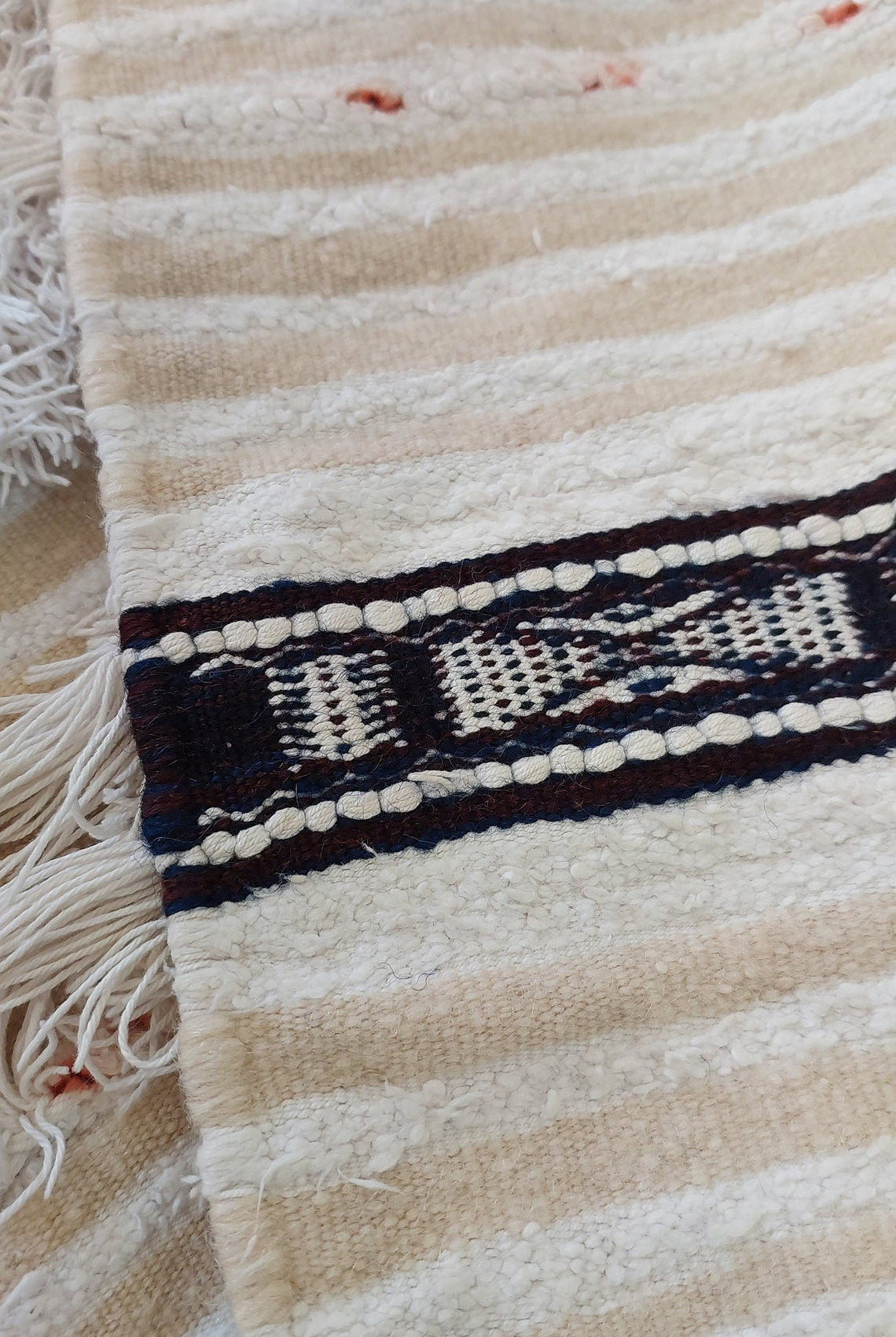 Authentic Moroccan Berber Handira Wedding Blanket - Mona White Throw for Bedroom Decor 3.6x6.10 ft MoroccanBazzArts