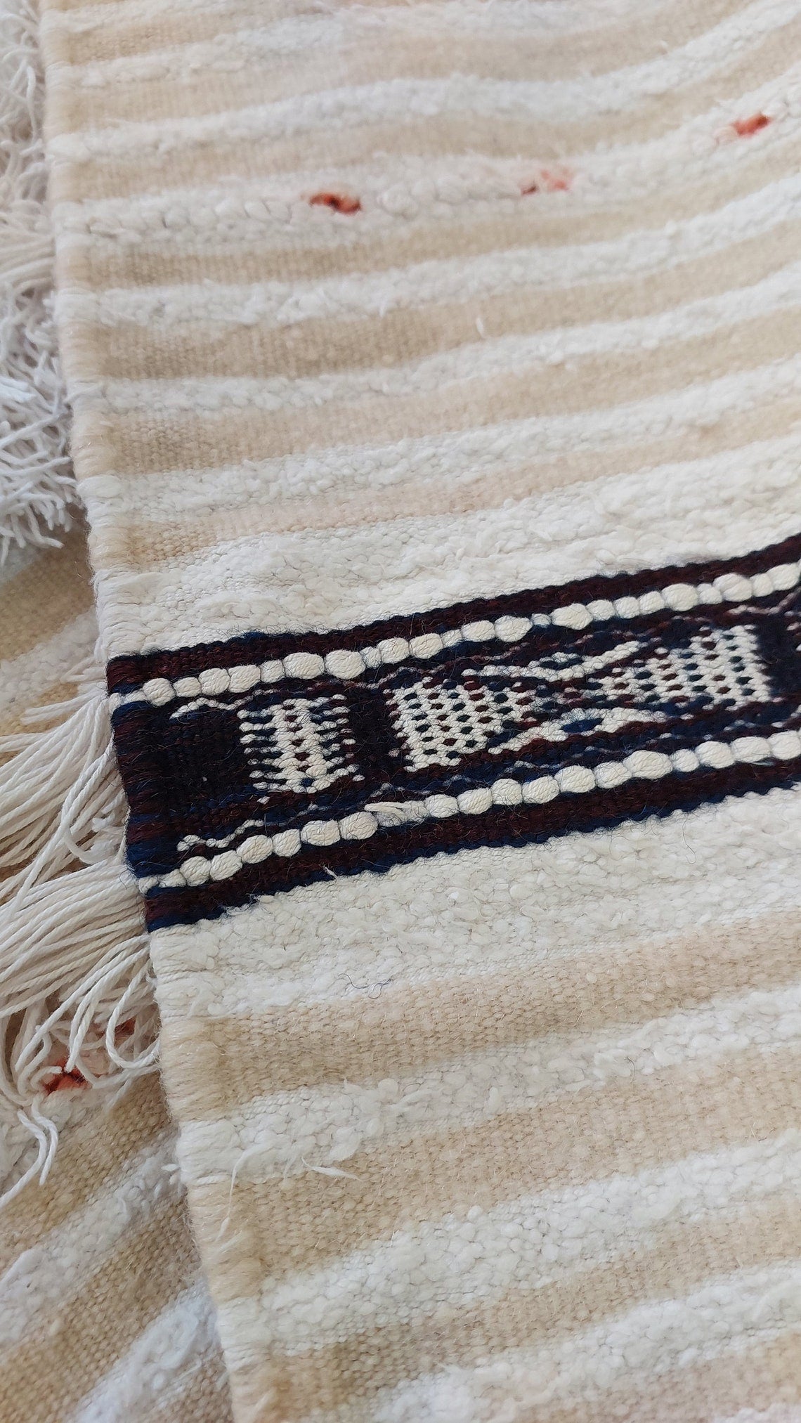 Authentic Moroccan Berber Handira Wedding Blanket - Mona White Throw for Bedroom Decor 3.6x6.10 ft MoroccanBazzArts