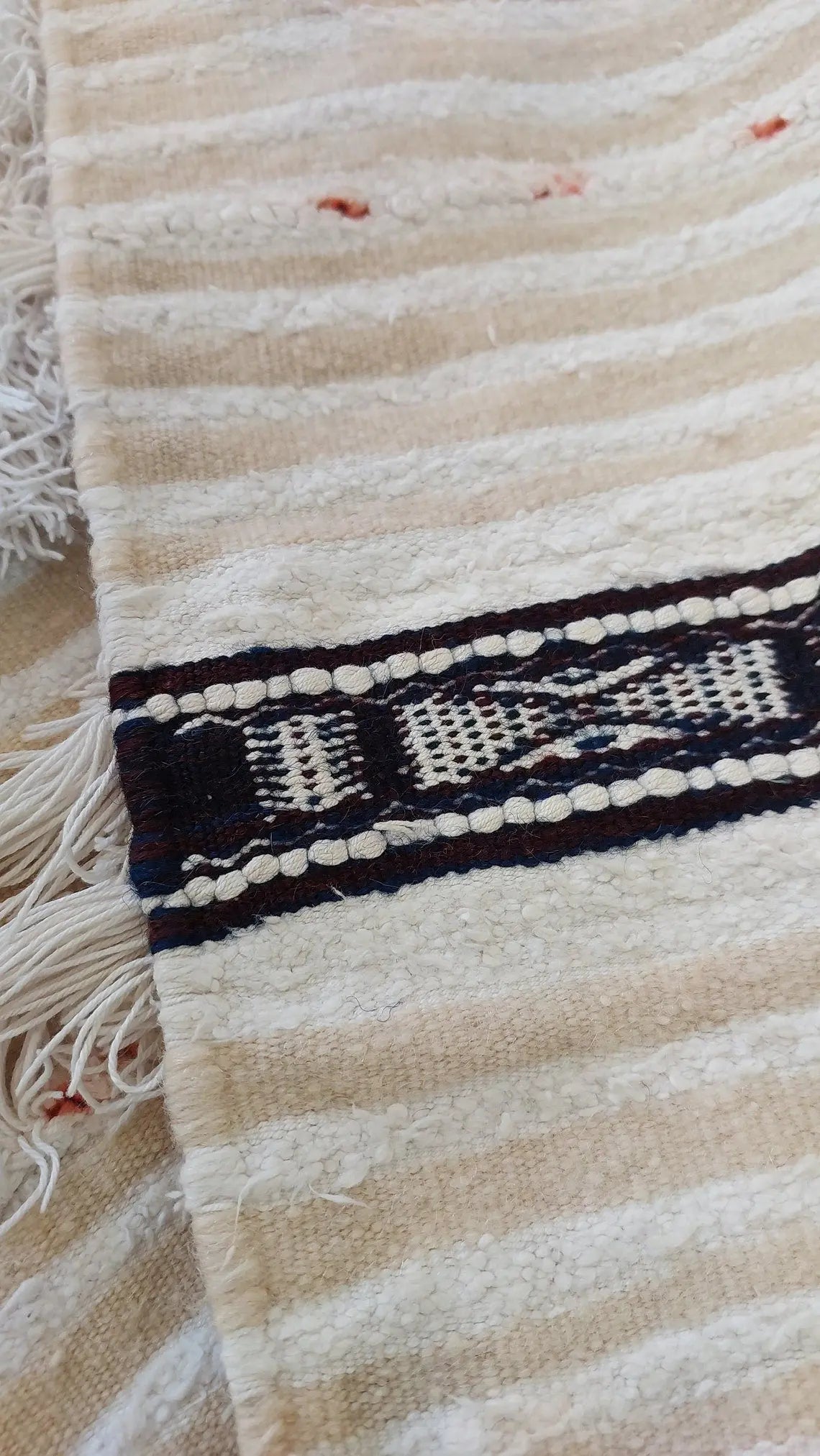Authentic Moroccan Berber Handira Wedding Blanket - Mona White Throw for Bedroom Decor 3.6x6.10 ft MoroccanBazzArts