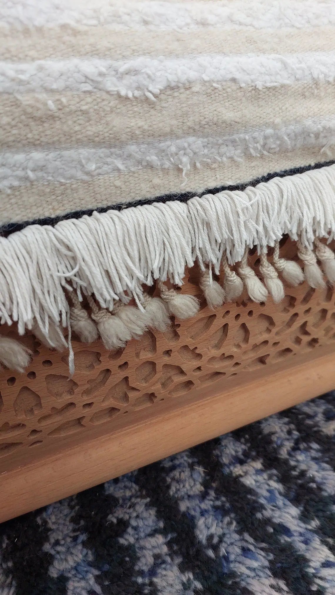 Authentic Moroccan Berber Handira Wedding Blanket - Mona White Throw for Bedroom Decor 3.6x6.10 ft MoroccanBazzArts
