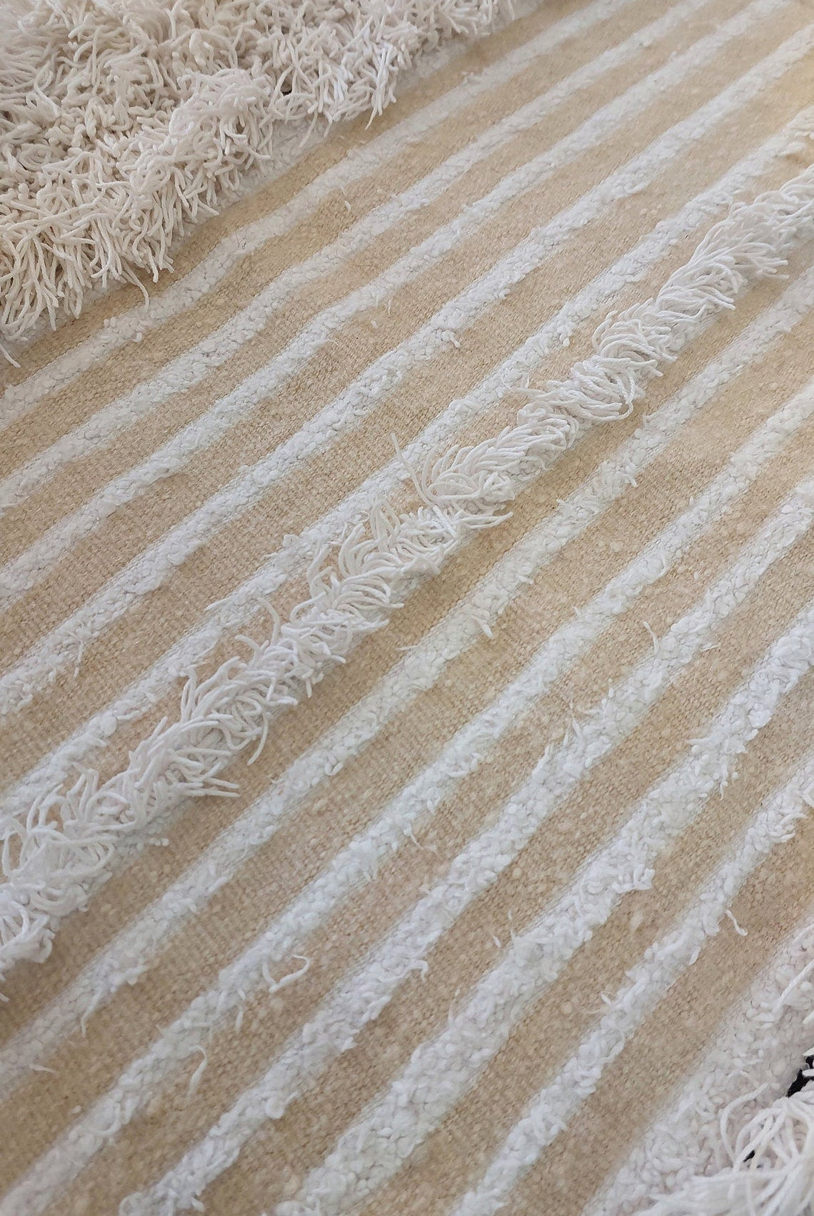 Authentic Moroccan Berber Handira Wedding Blanket - Mona White Throw for Bedroom Decor 3.6x6.10 ft MoroccanBazzArts