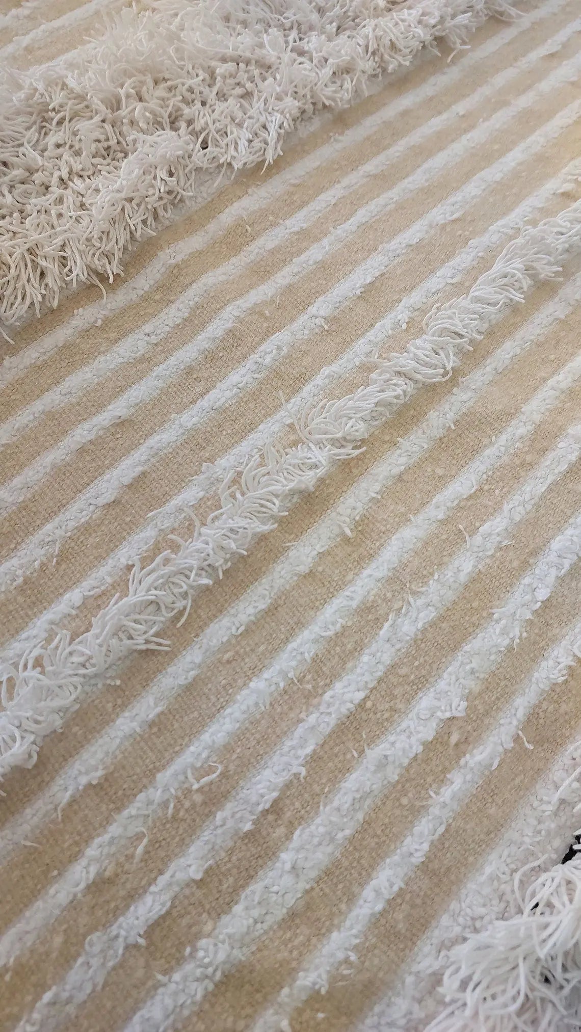Authentic Moroccan Berber Handira Wedding Blanket - Mona White Throw for Bedroom Decor 3.6x6.10 ft MoroccanBazzArts