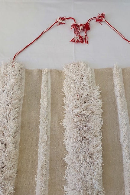 Vintage Moroccan Berber Handira: Handmade Ivory Wool Wedding Blanket - Authentic Tribal Textile MoroccanBazzArts