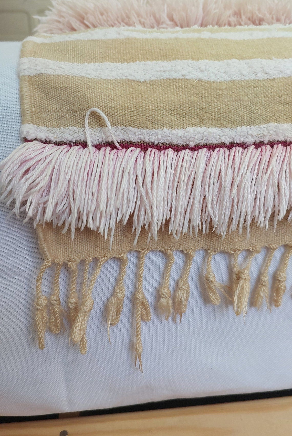 Vintage Moroccan Berber Wedding Handira: Authentic Handwoven Blanket Without Sequins (3.9x5.6 ft) MoroccanBazzArts