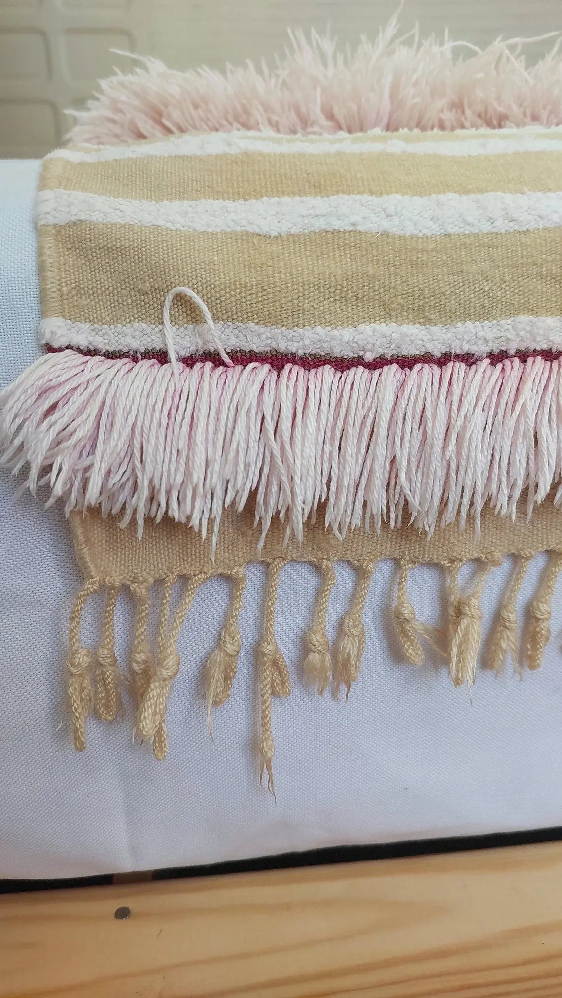 Vintage Moroccan Berber Wedding Handira: Authentic Handwoven Blanket Without Sequins (3.9x5.6 ft) MoroccanBazzArts