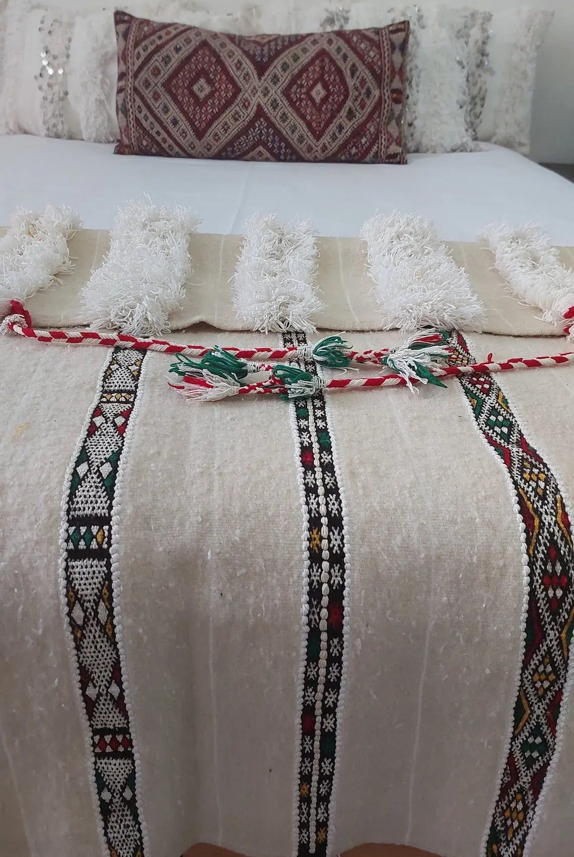 Authentic Moroccan Handira: Artisan-Crafted Wedding Blanket for Bohemian-Inspired Home Decor MoroccanBazzArts