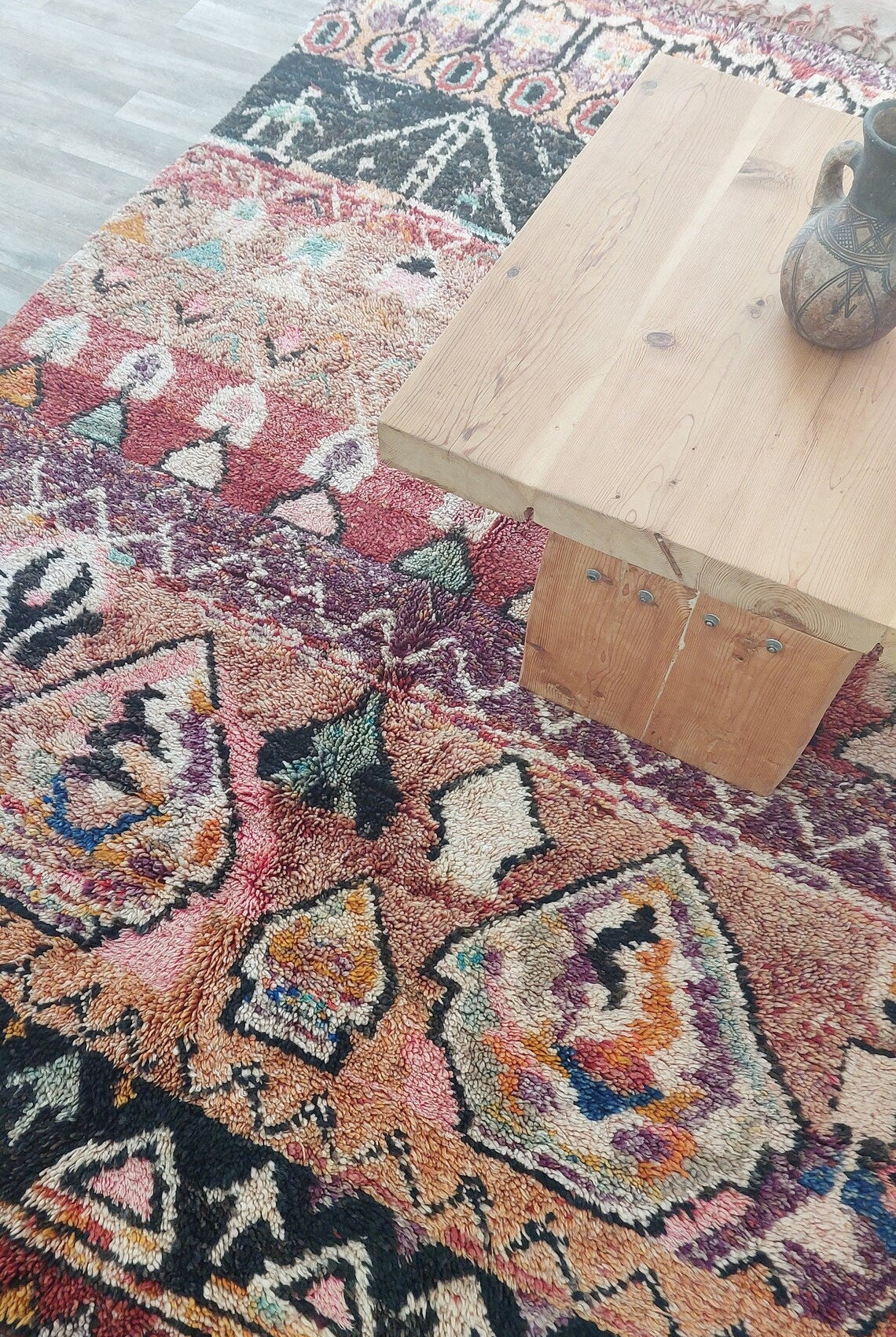 Moroccan Wool Rug 6'3"X8'10" Colorful Geometric Berber Wool Carpet MoroccanBazzArts