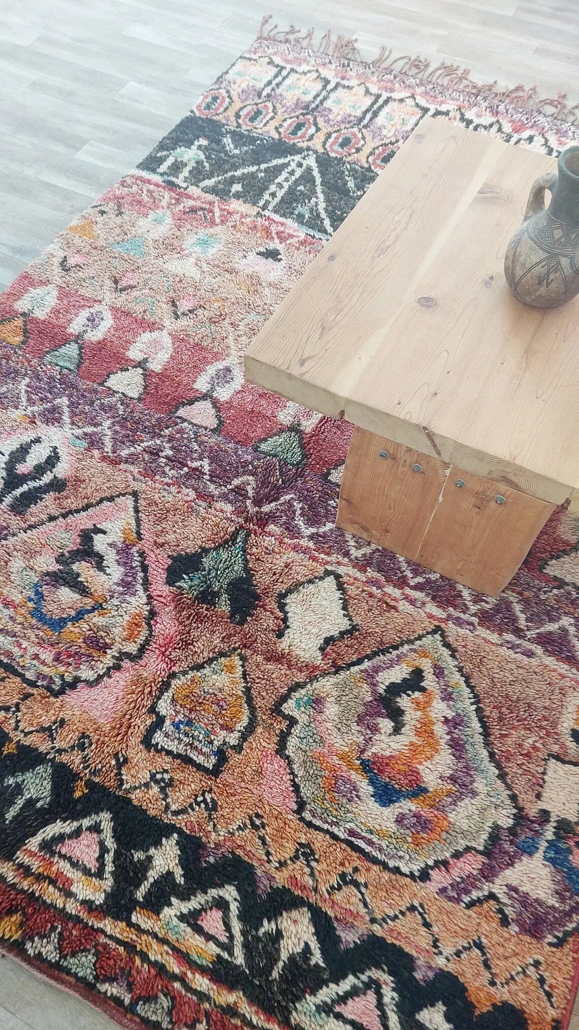 Moroccan Wool Rug 6'3"X8'10" Colorful Geometric Berber Wool Carpet MoroccanBazzArts