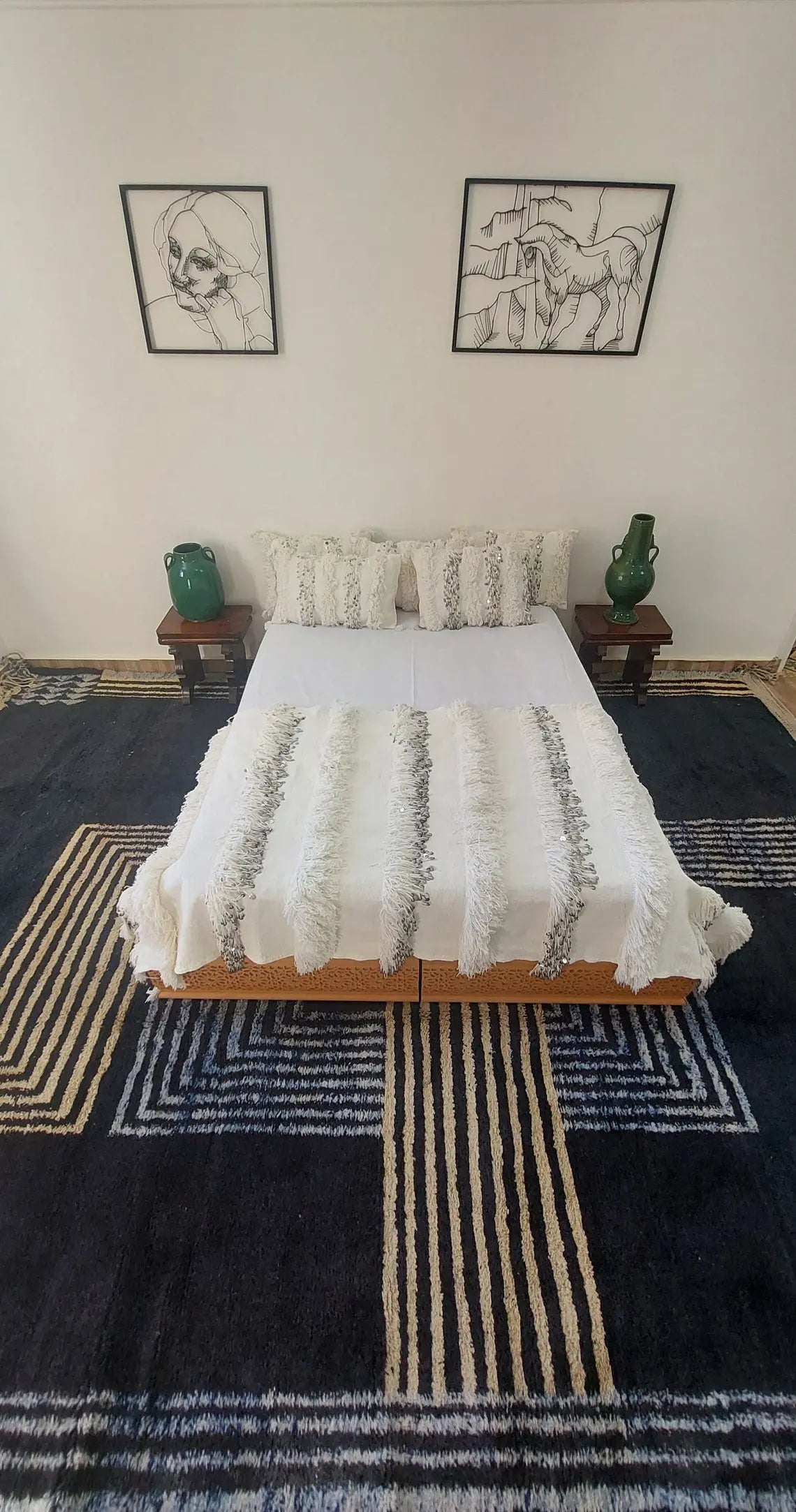 New Handmade Moroccan Wedding Blanket, Berber Handira, Throw Blanket, Size 112x226cm MoroccanBazzArts