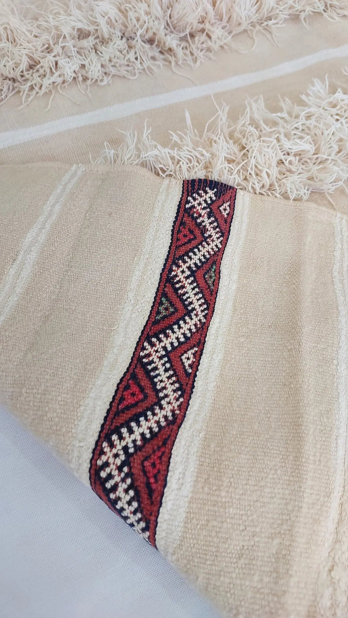 Authentic Moroccan Wedding Blanket, Without Sequins, Vintage Berber Handira. 3.9x6ft MoroccanBazzArts