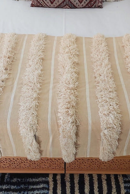 Authentic Moroccan Wedding Blanket, Without Sequins, Vintage Berber Handira. 3.9x6ft MoroccanBazzArts