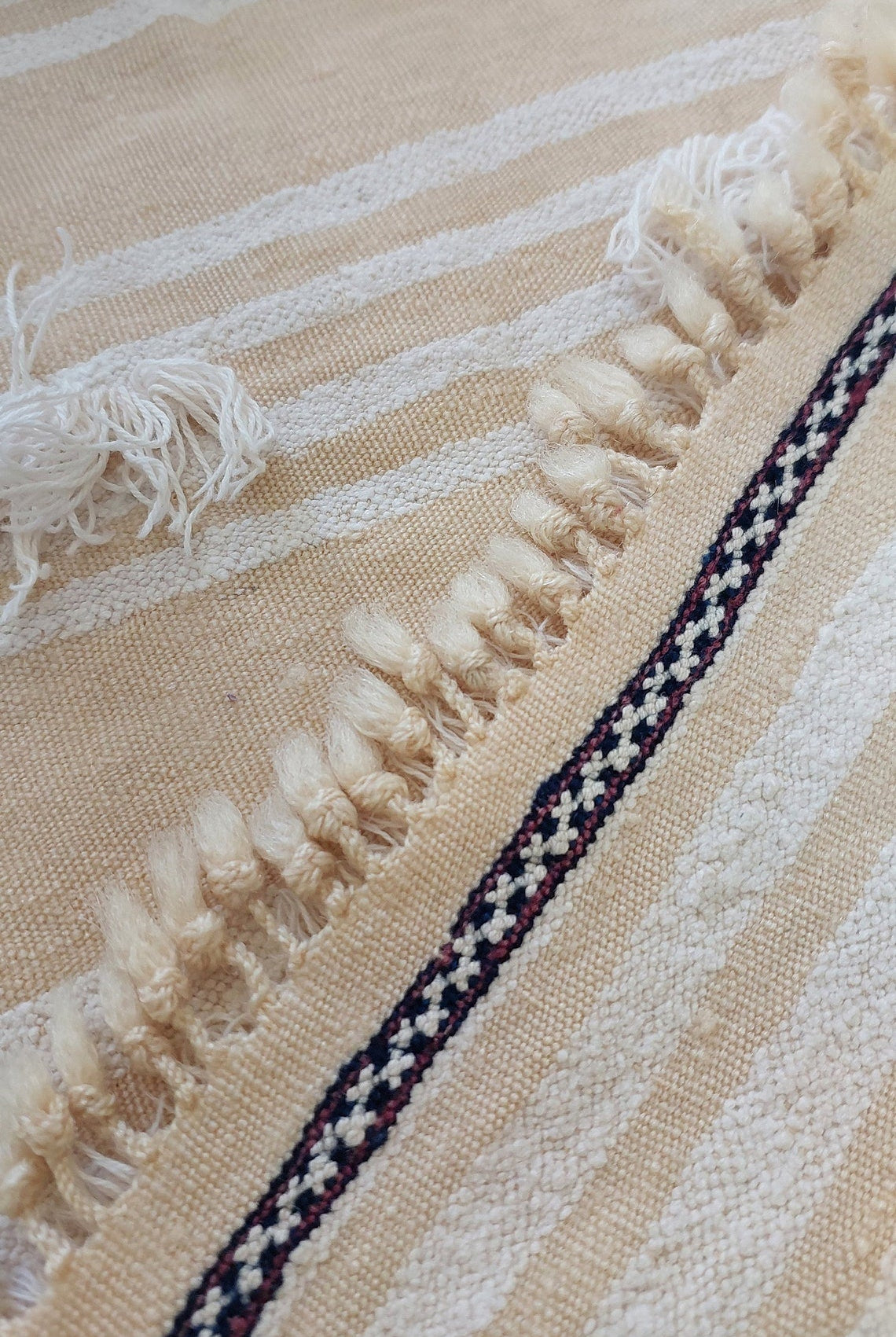 Moroccan Wedding Blanket, "Mona" Authentic Berber, Handira, Throw Blanket. 4x6.5ft MoroccanBazzArts