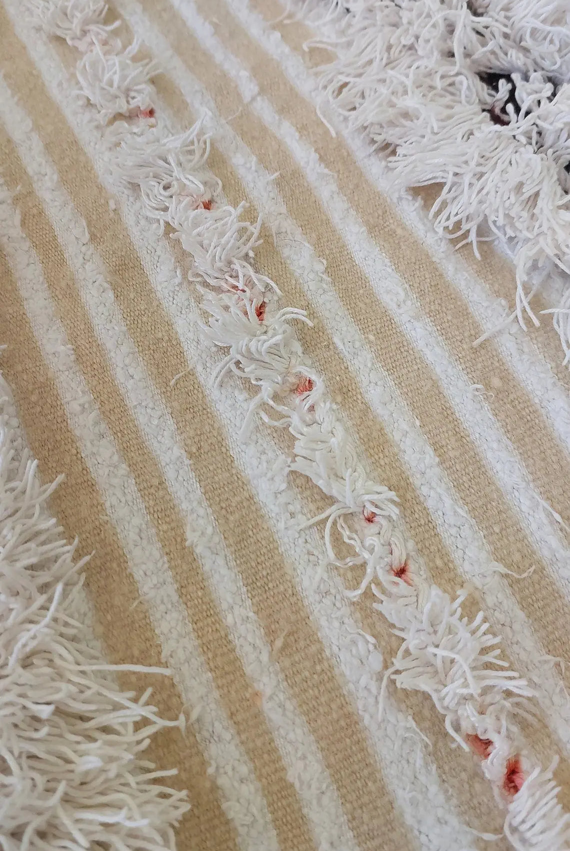 Authentic Moroccan Berber Handira Wedding Blanket - Mona White Throw for Bedroom Decor 3.6x6.10 ft MoroccanBazzArts