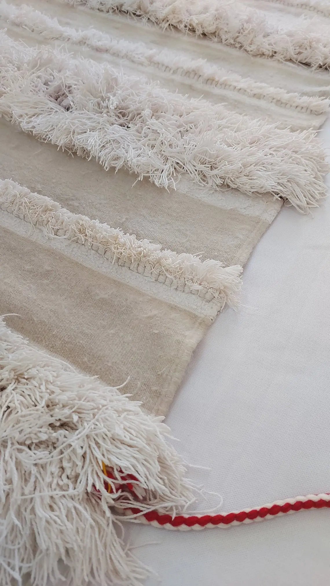 Vintage Moroccan Berber Handira: Handmade Ivory Wool Wedding Blanket - Authentic Tribal Textile MoroccanBazzArts