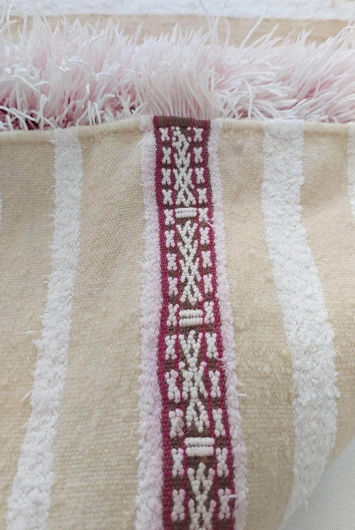 Vintage Moroccan Berber Wedding Handira: Authentic Handwoven Blanket Without Sequins (3.9x5.6 ft) MoroccanBazzArts