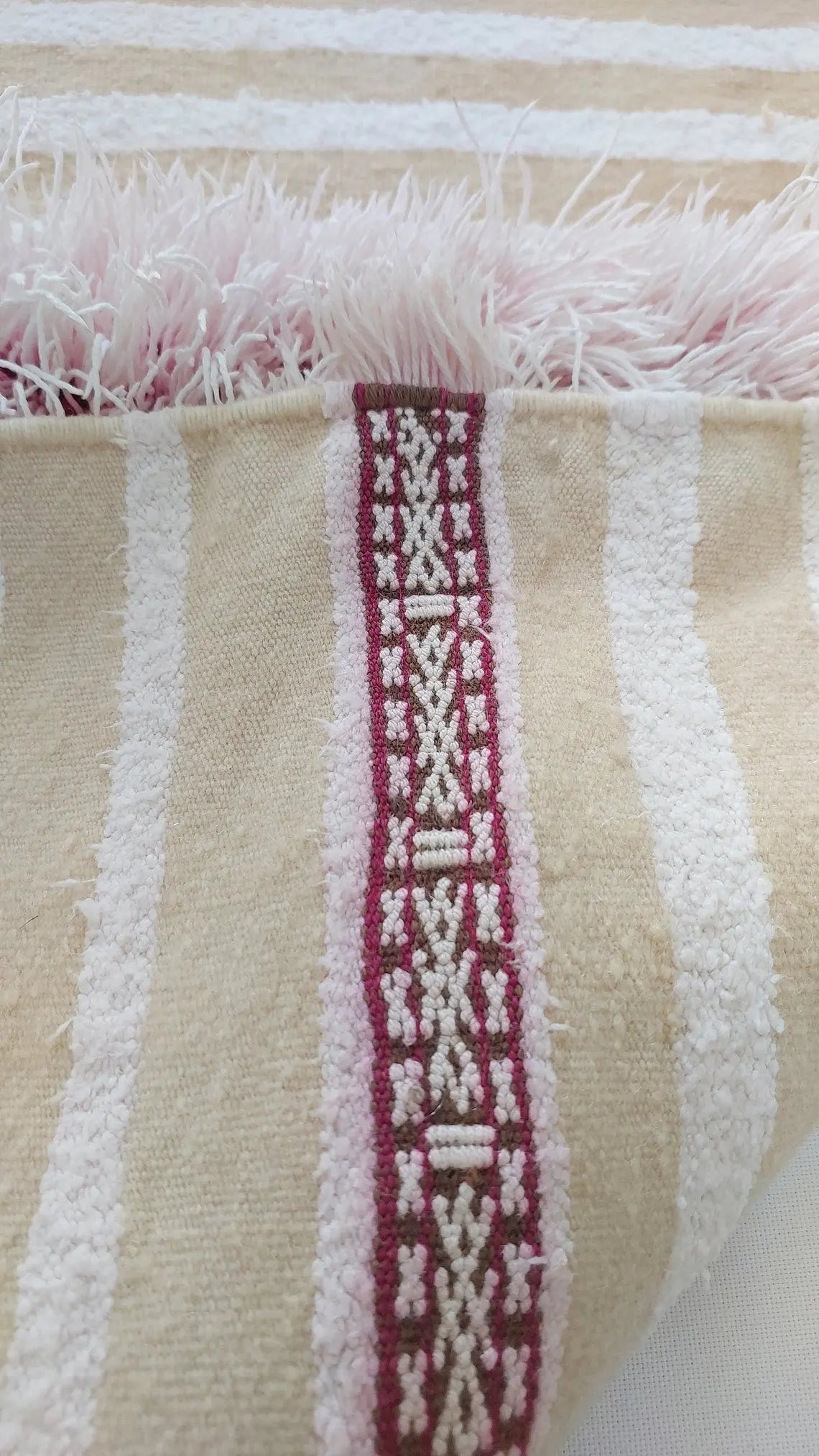 Vintage Moroccan Berber Wedding Handira: Authentic Handwoven Blanket Without Sequins (3.9x5.6 ft) MoroccanBazzArts