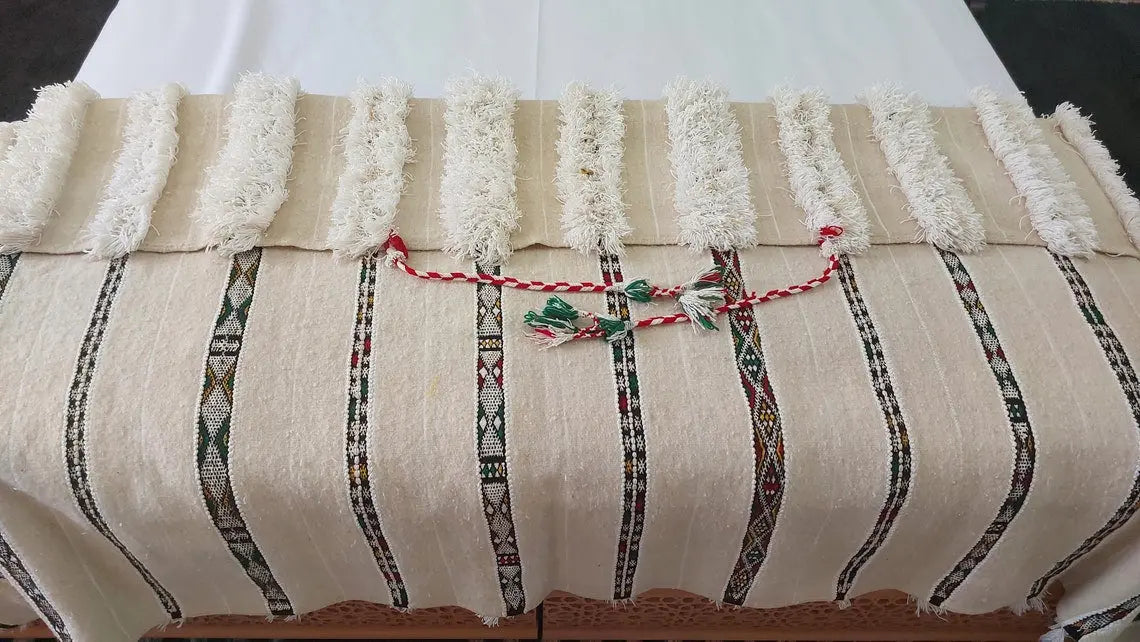 Authentic Moroccan Handira: Artisan-Crafted Wedding Blanket for Bohemian-Inspired Home Decor MoroccanBazzArts