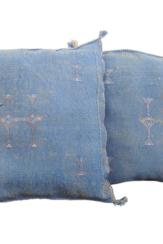 Set Of Two Handmade Cactus Silk Pillows Cases MoroccanBazzArts