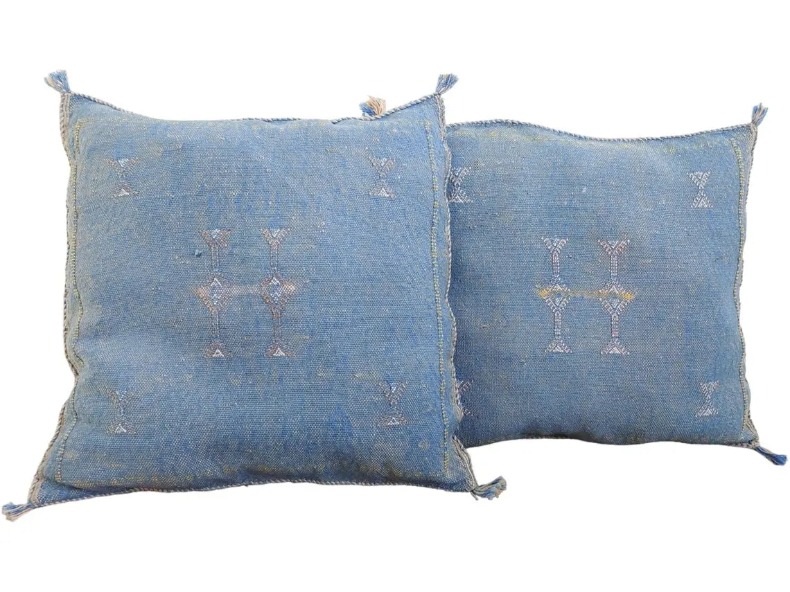 Set Of Two Handmade Cactus Silk Pillows Cases MoroccanBazzArts