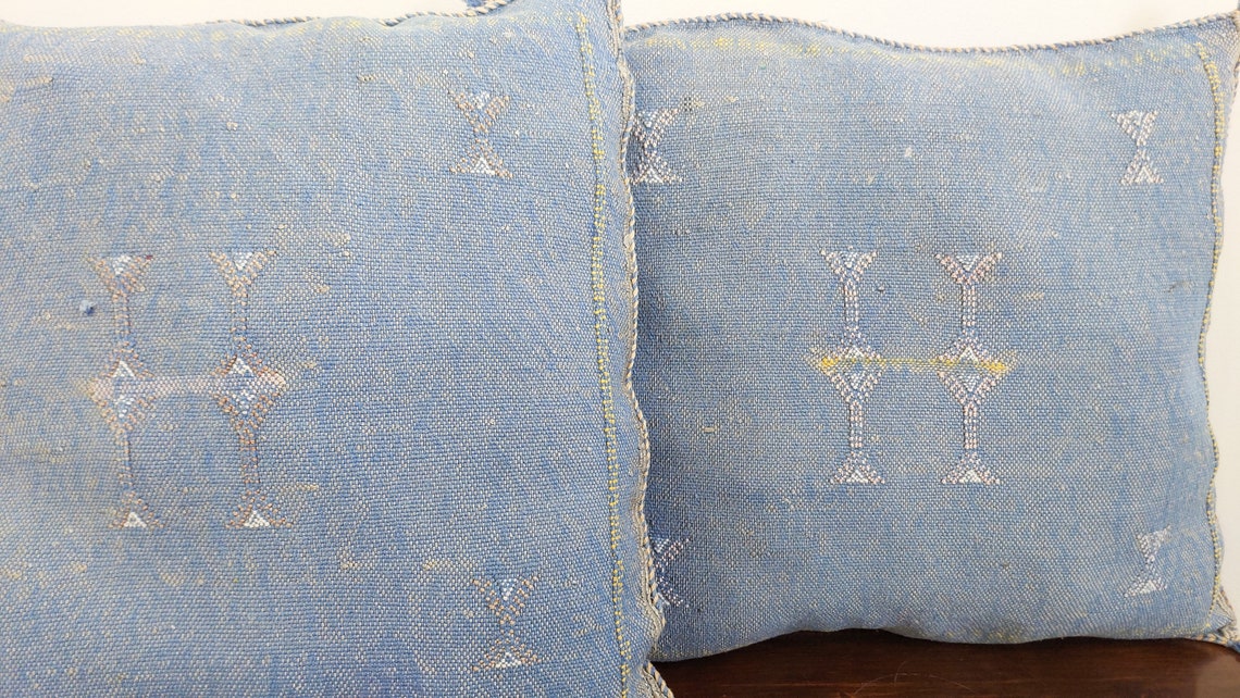 Set Of Two Handmade Cactus Silk Pillows Cases MoroccanBazzArts