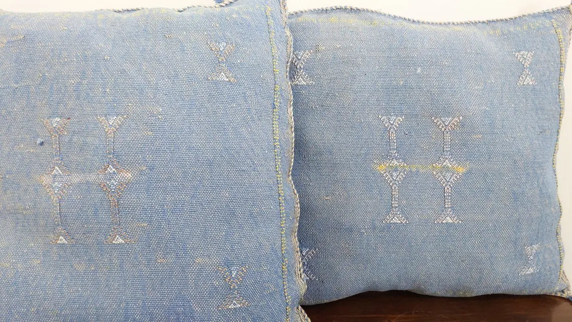 Set Of Two Handmade Cactus Silk Pillows Cases MoroccanBazzArts