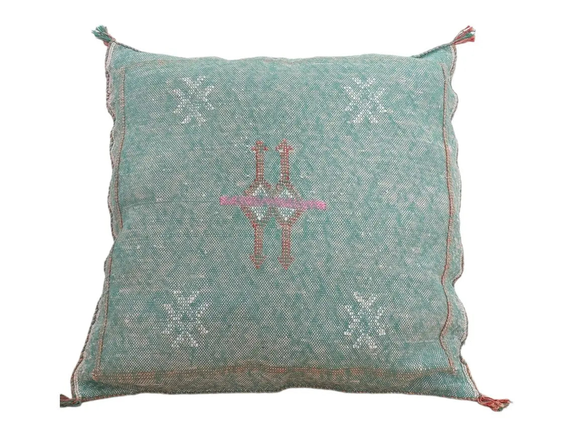 Luxurious Green Moroccan Cactus Sabra Silk Pillow Cover - Boho Berber Decor Wedding Gift For Mom MoroccanBazzArts