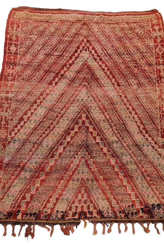Authentic Vintage Moroccan Beni Mguild Berber Rug: Handmade Bohemian Area Carpet (260x220cm) MoroccanBazzArts