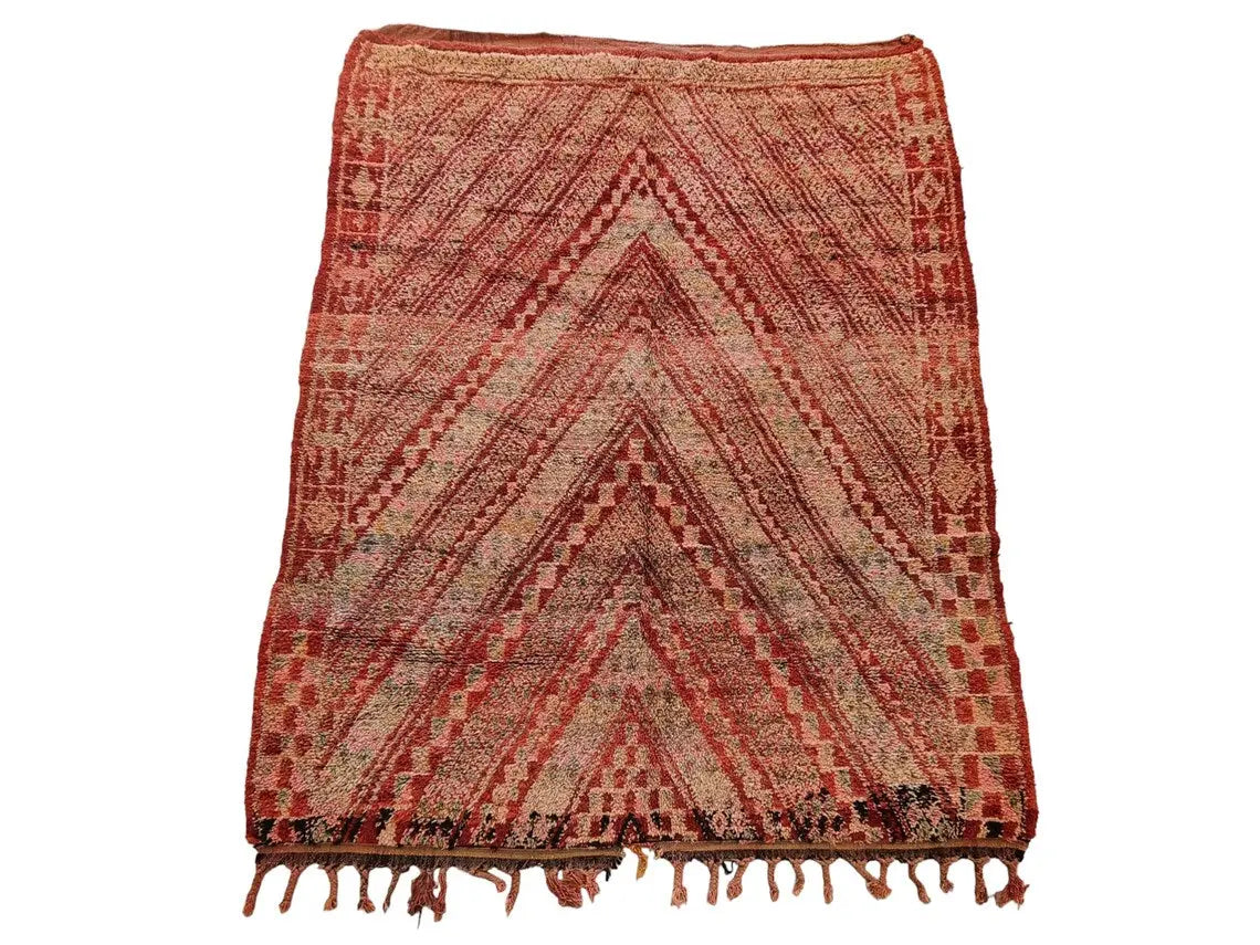 Authentic Vintage Moroccan Beni Mguild Berber Rug: Handmade Bohemian Area Carpet (260x220cm) MoroccanBazzArts