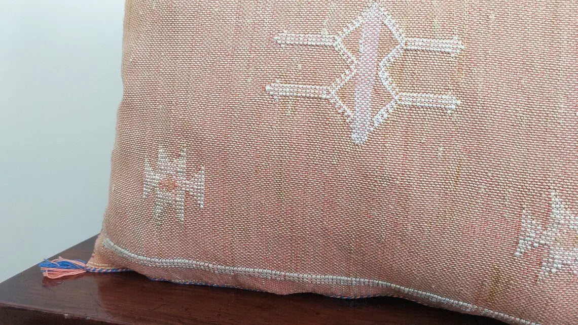 Set Of Two Moroccan Pillows - Handmade Cactus Silk Pillows Cases - Decorative Berber Pillows MoroccanBazzArts
