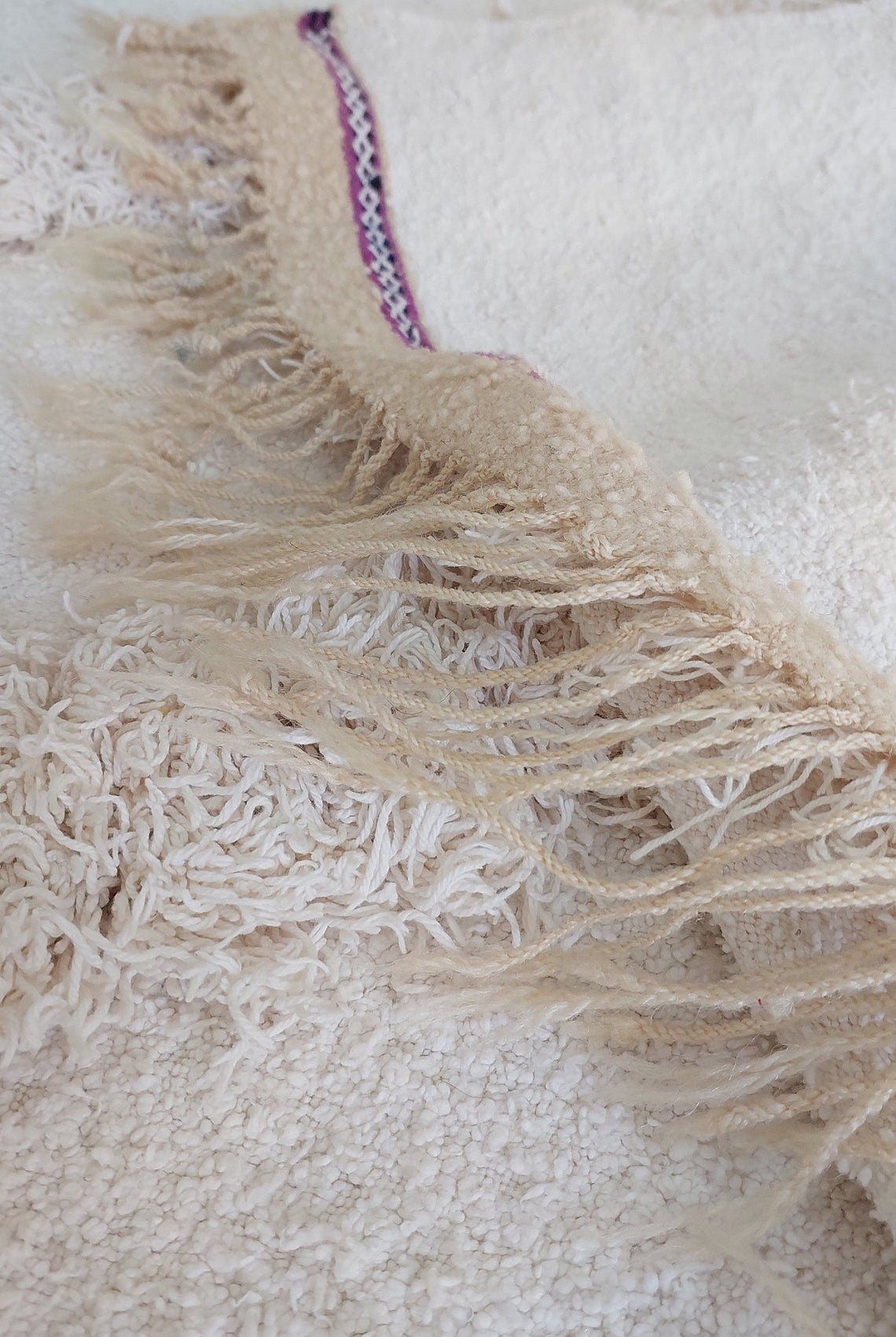 Authentic Vintage Moroccan Berber Handira: White Wedding Throw Blanket for Bohemian Tribal Decor MoroccanBazzArts