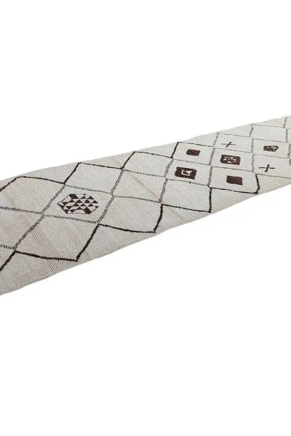 Rare Vintage Moroccan Azilal Runner: 1970s Berber Handwoven Wool Rug for Hallway or Living Room MoroccanBazzArts