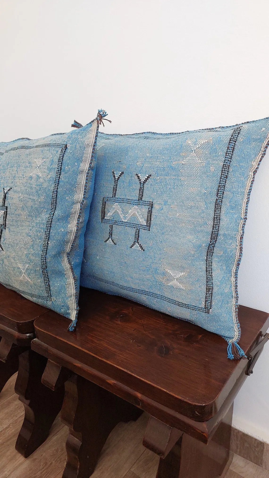 Set Of Two Handmade Cactus Silk Pillows Cases MoroccanBazzArts