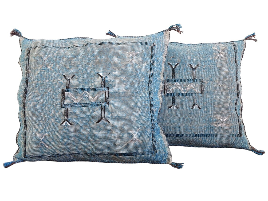 Set Of Two Handmade Cactus Silk Pillows Cases MoroccanBazzArts