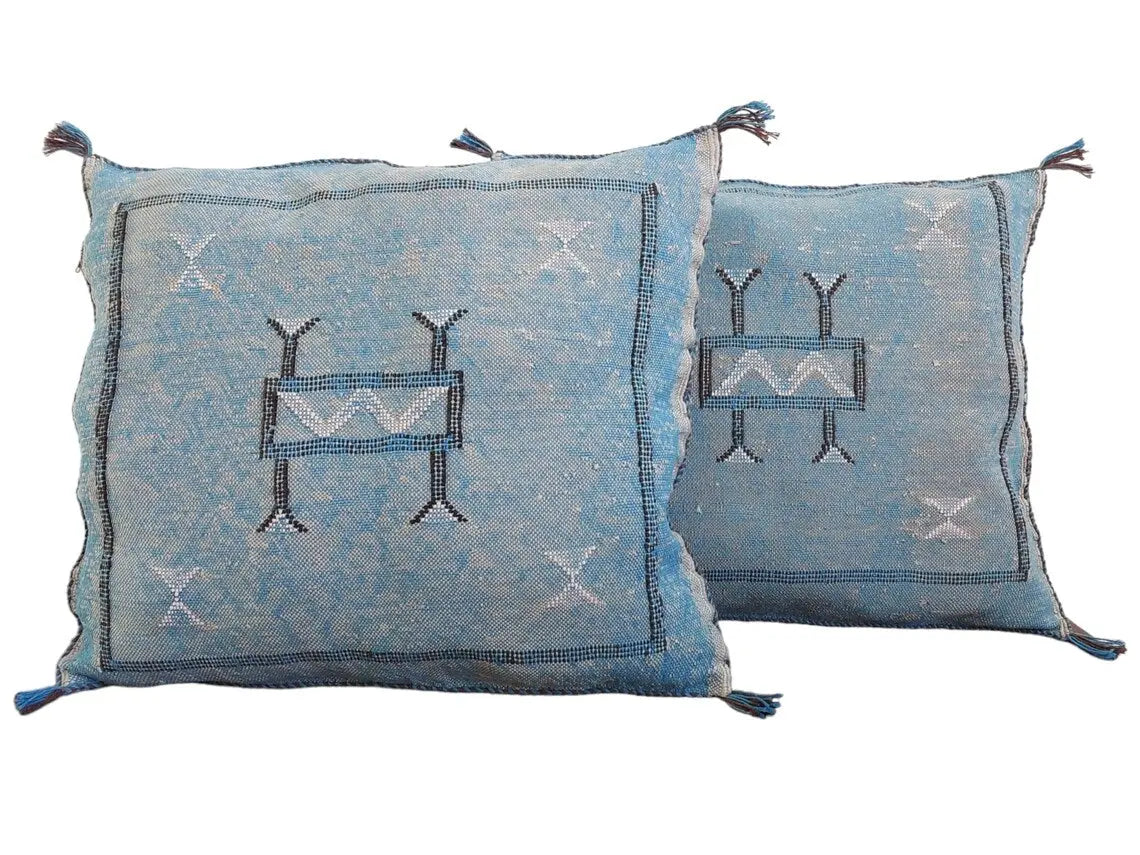 Set Of Two Handmade Cactus Silk Pillows Cases MoroccanBazzArts