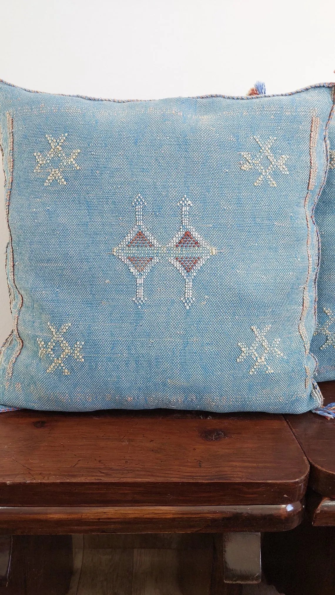 1 Set Of Two Handmade Cactus Silk Pillows Cases MoroccanBazzArts