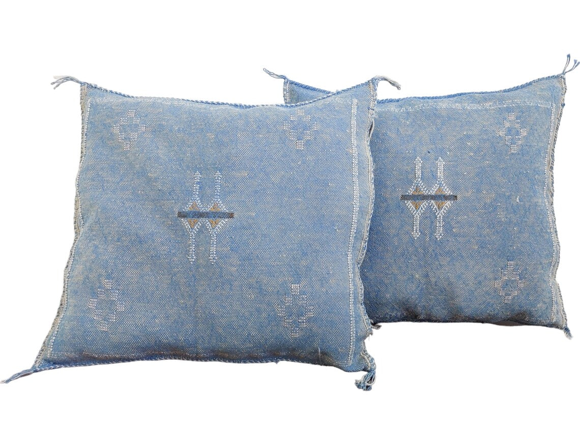 Set Of Two Handmade Cactus Silk Pillows Cases MoroccanBazzArts
