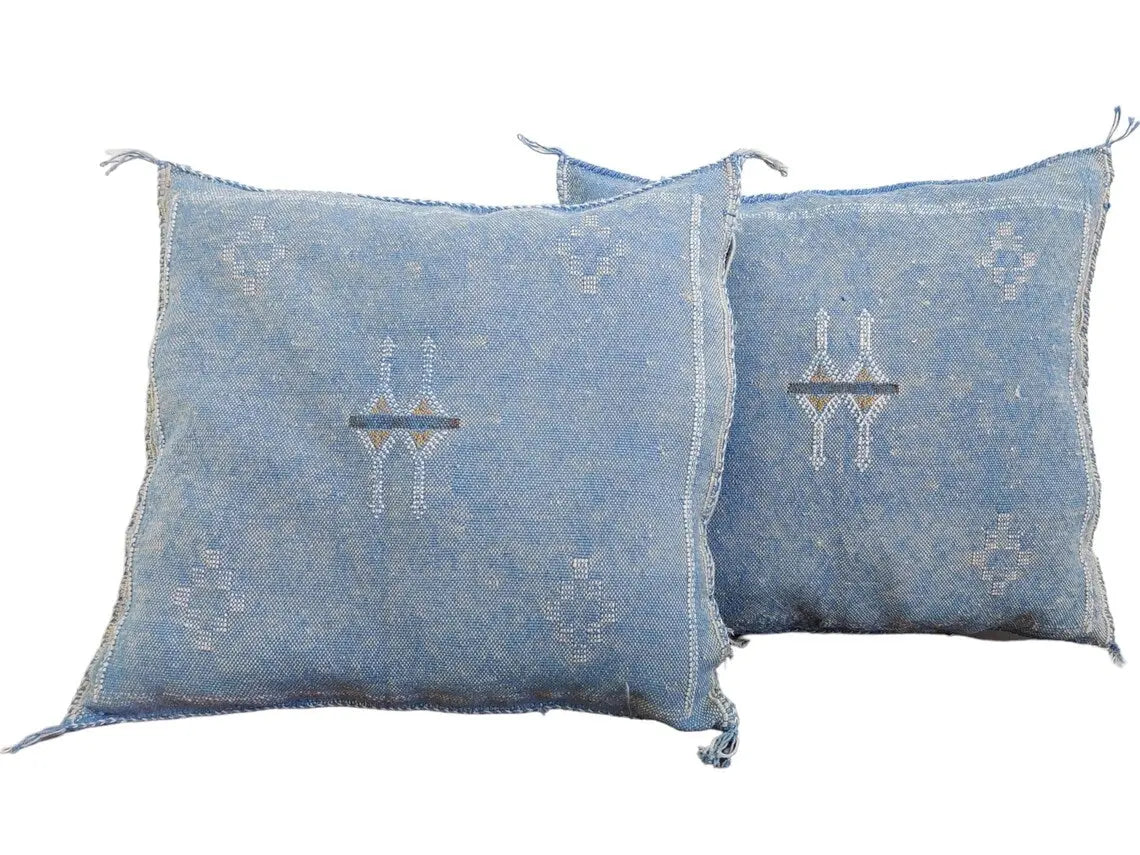 Set Of Two Handmade Cactus Silk Pillows Cases MoroccanBazzArts