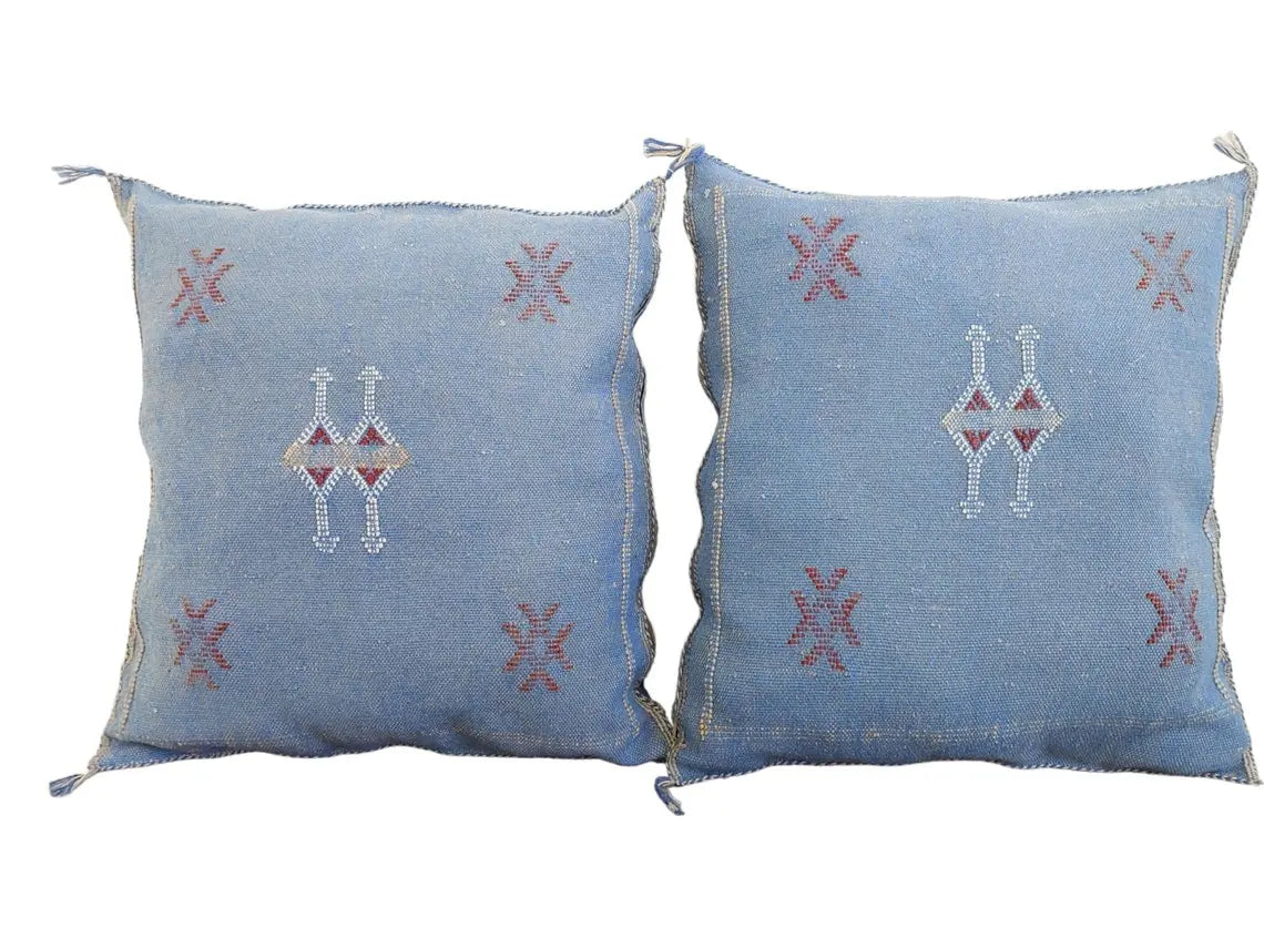 1 Set Of Two Handmade Cactus Silk Pillows Cases MoroccanBazzArts