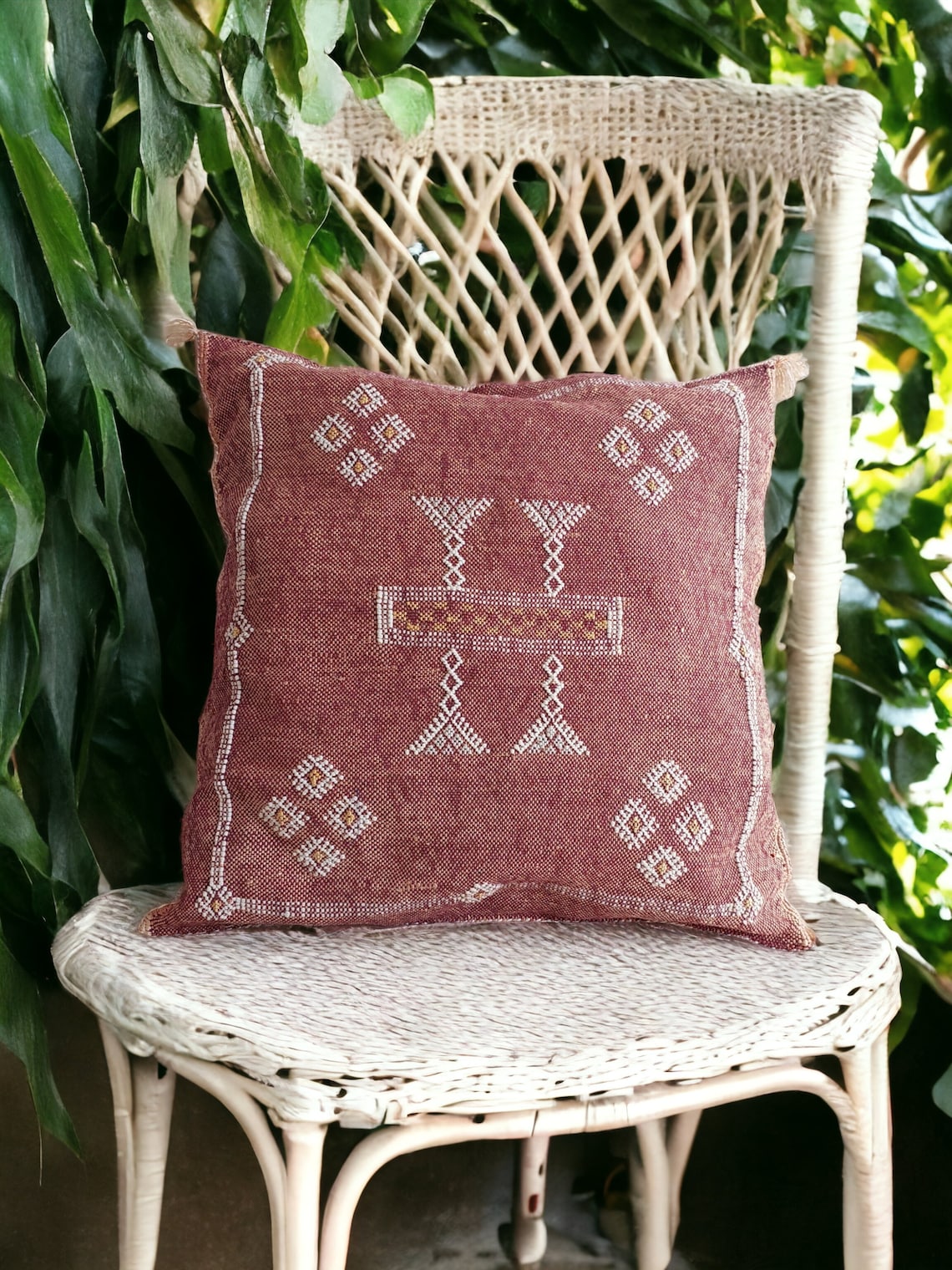 Berber Cactus Pillows. Handmade Silk Cushion For Living Room . Boho Decor Gift . Moroccan Style MoroccanBazzArts