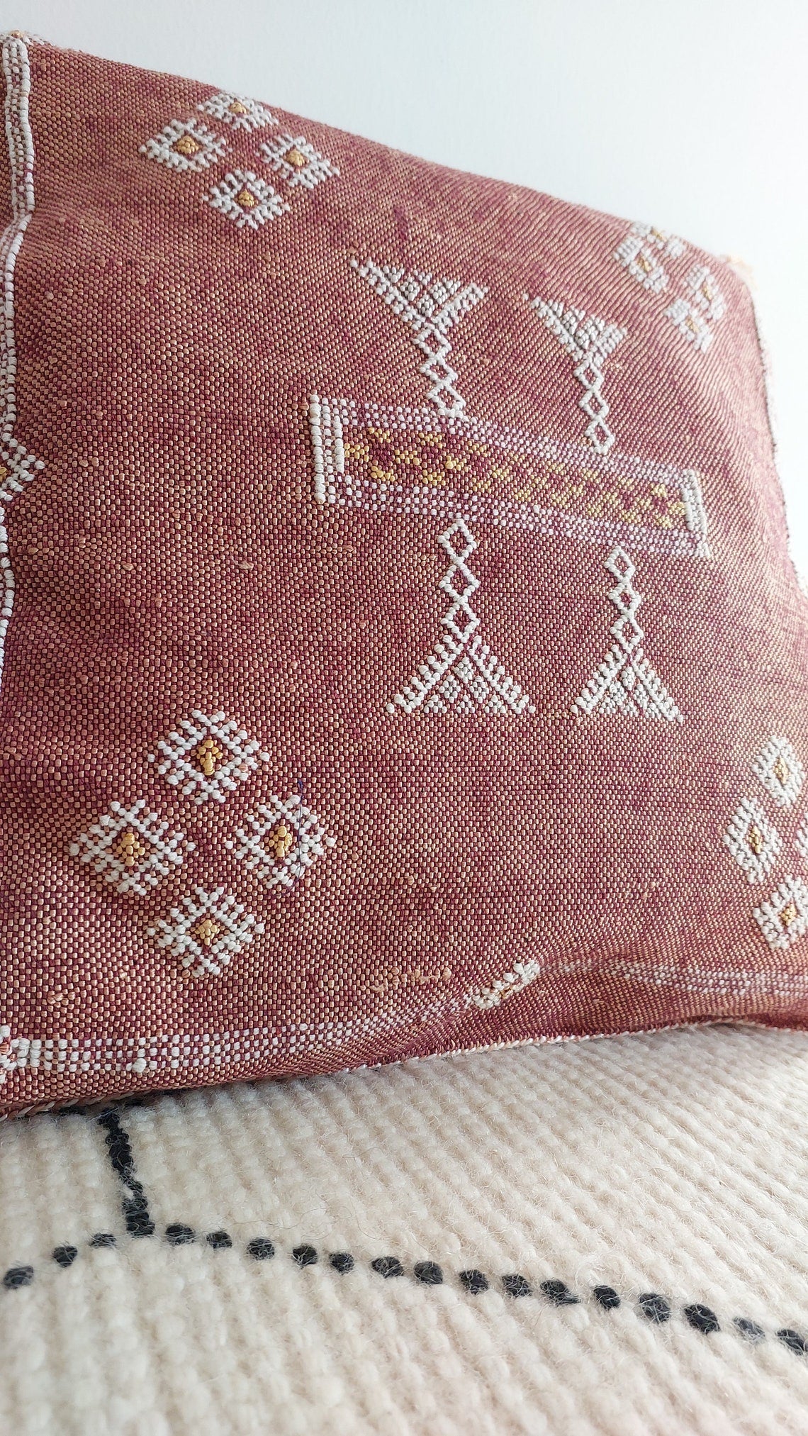 Berber Cactus Pillows. Handmade Silk Cushion For Living Room . Boho Decor Gift . Moroccan Style MoroccanBazzArts