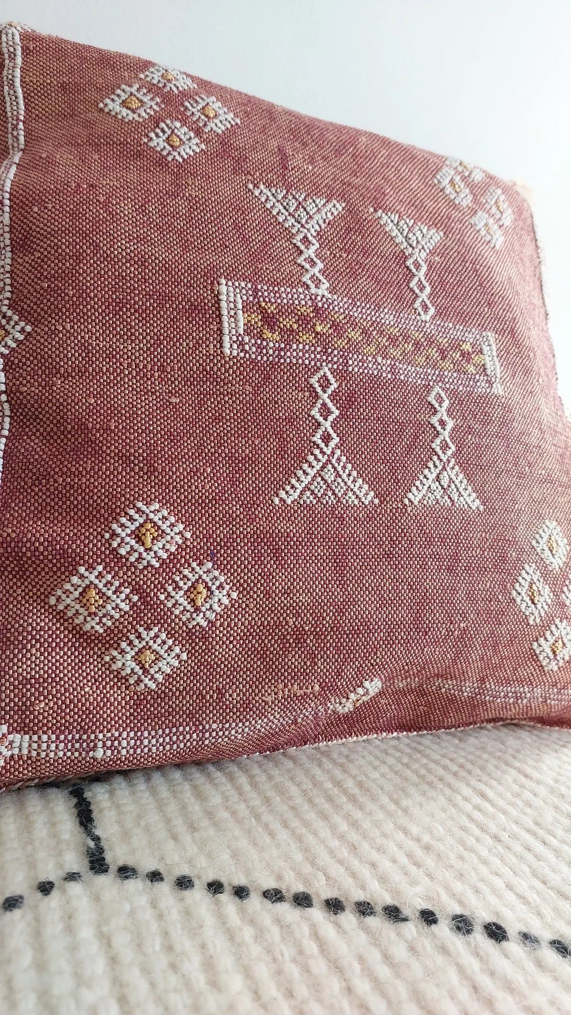 Berber Cactus Pillows. Handmade Silk Cushion For Living Room . Boho Decor Gift . Moroccan Style MoroccanBazzArts