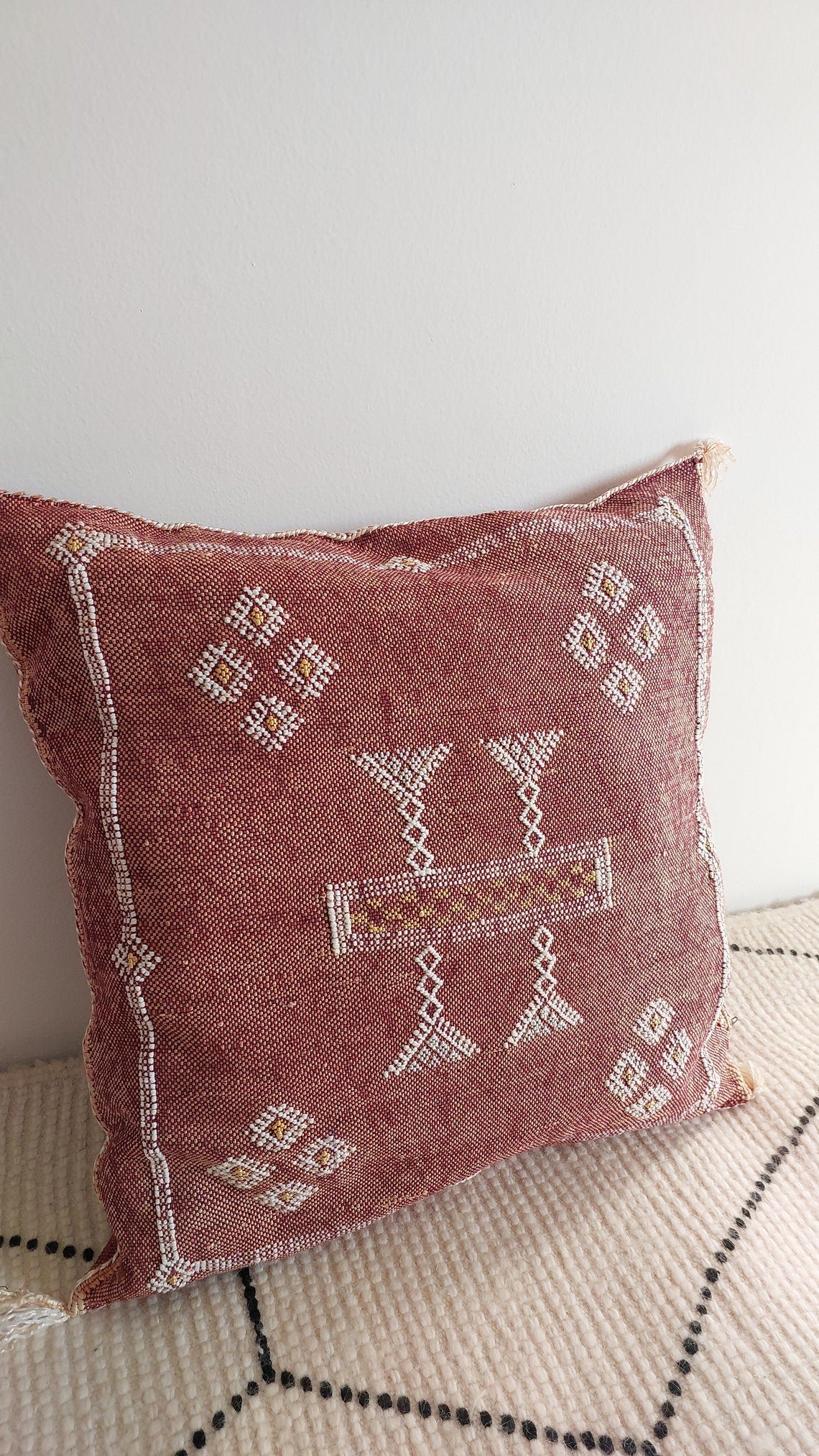 Berber Cactus Pillows. Handmade Silk Cushion For Living Room . Boho Decor Gift . Moroccan Style MoroccanBazzArts