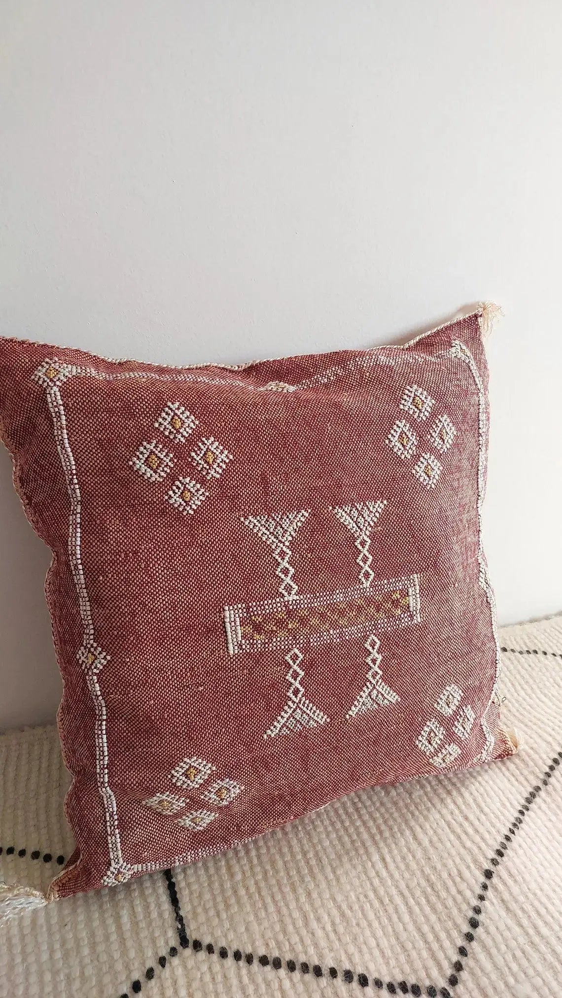 Berber Cactus Pillows. Handmade Silk Cushion For Living Room . Boho Decor Gift . Moroccan Style MoroccanBazzArts