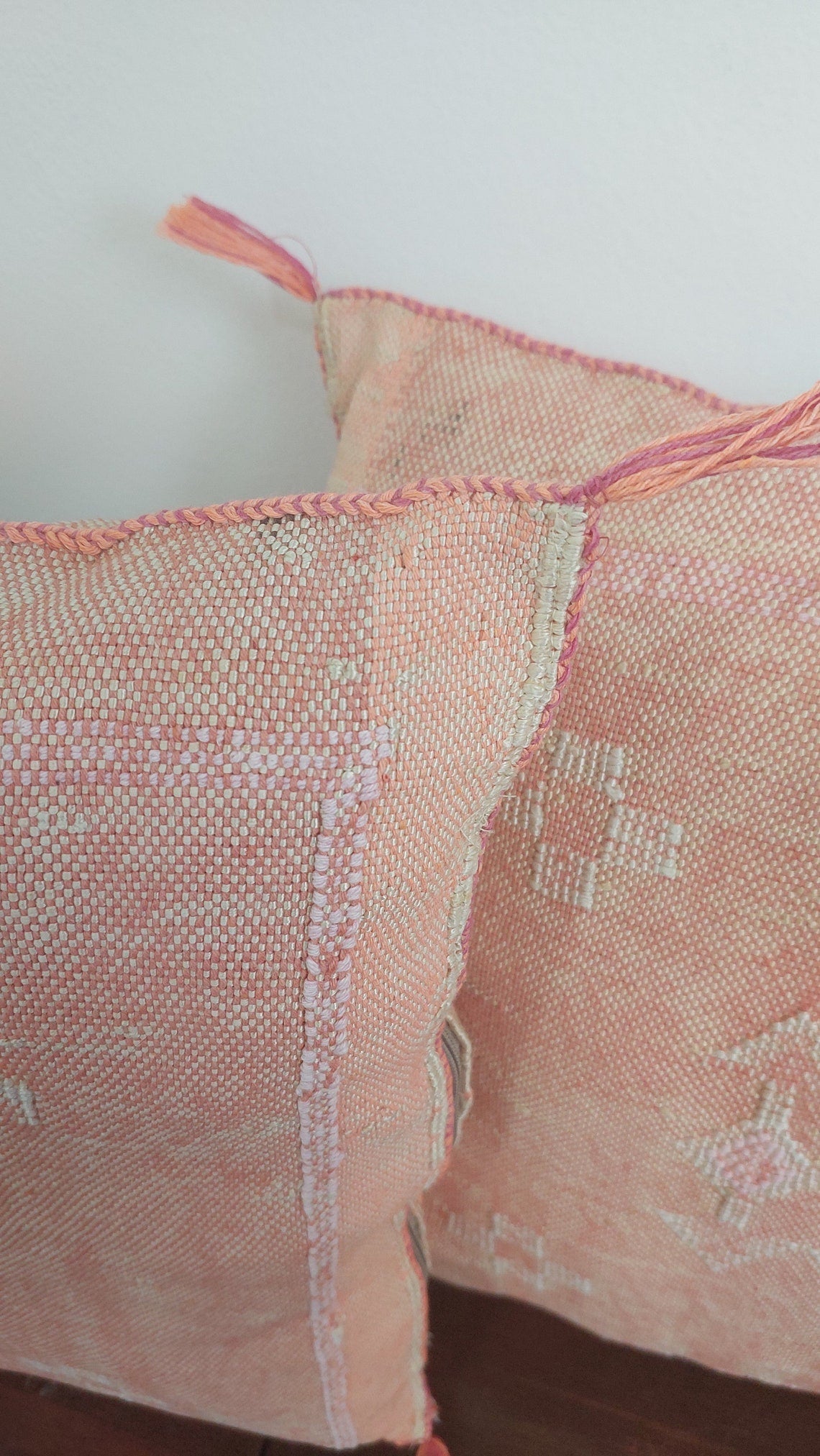 Set Of Two Moroccan Pillows - Handmade Cactus Silk Pillows Cases - Decorative Berber Pillows. MoroccanBazzArts