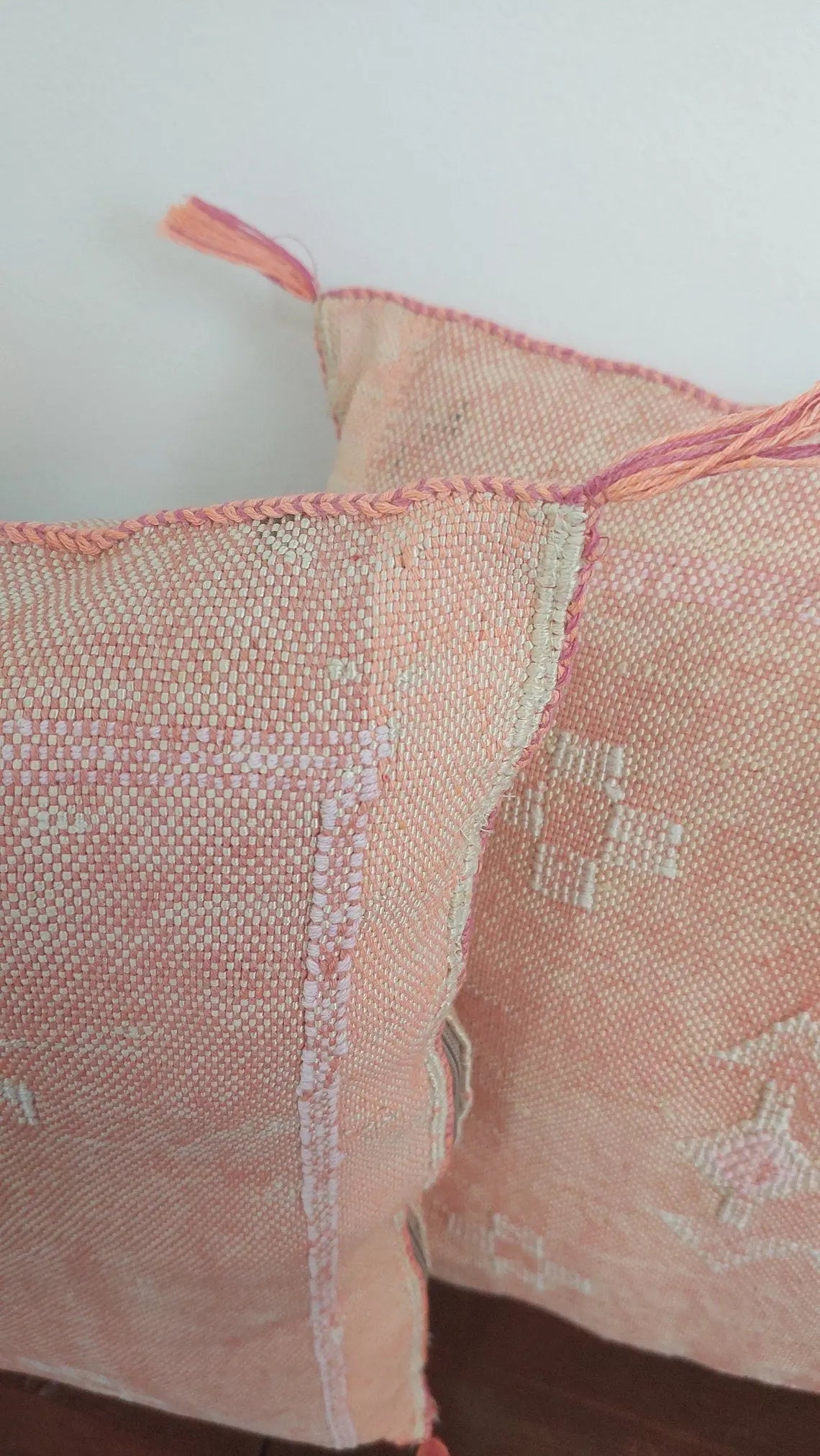 Set Of Two Moroccan Pillows - Handmade Cactus Silk Pillows Cases - Decorative Berber Pillows. MoroccanBazzArts