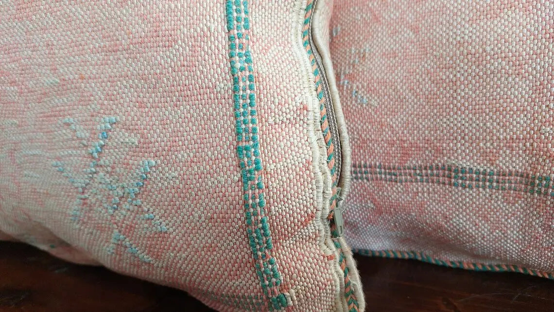 Set Of Two Moroccan Pillows - Handmade Cactus Silk Pillows Cases - Decorative Berber Pillows. MoroccanBazzArts