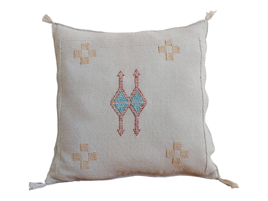 Handcrafted Moroccan Cactus Silk Pillow Case - Faded Purple Bohemian Berber Style Home Decor (18x18 Inches) MoroccanBazzArts